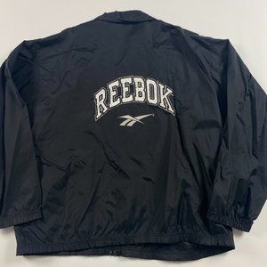 Vintage Reebok Windbreaker Jacket Mens Large XL Black Track Running Warm Up